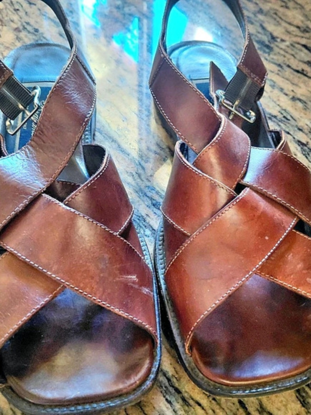 Salvatore Ferragamo Leather Strappy Sandals Brown US 5.5